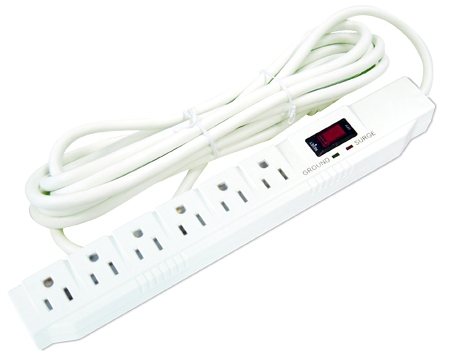 6 Outlet Power Strip with 15FT Right Angle Power Cord